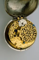 Interno di un orologio a verge con cassa doppia (c.1685)